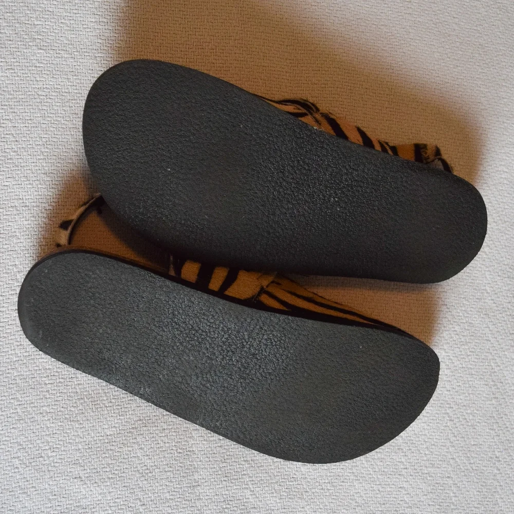 Free People Seattle tan and black slingback zebra print genuine calf hair clog - Picture 4 of 8